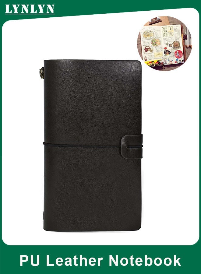 لينلي دفتر يوميات السفر من الجلد الطبيعي (أسود) - Image 1